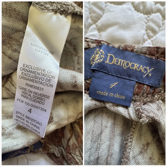 Democracy Women's BOHO Brown Hight Rise Palm Print Wide Leg Cropped Pants Size 4 - Picture 7 of 12